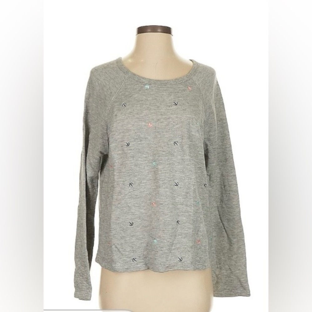 Almost New Splendid Gray Embroidered Crewneck Sweatshirt Size S